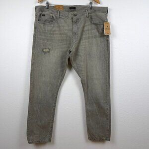 Polo Ralph Lauren Jeans Men's 40x32 Sullivan Slim Distressed Repaired Gray Denim
